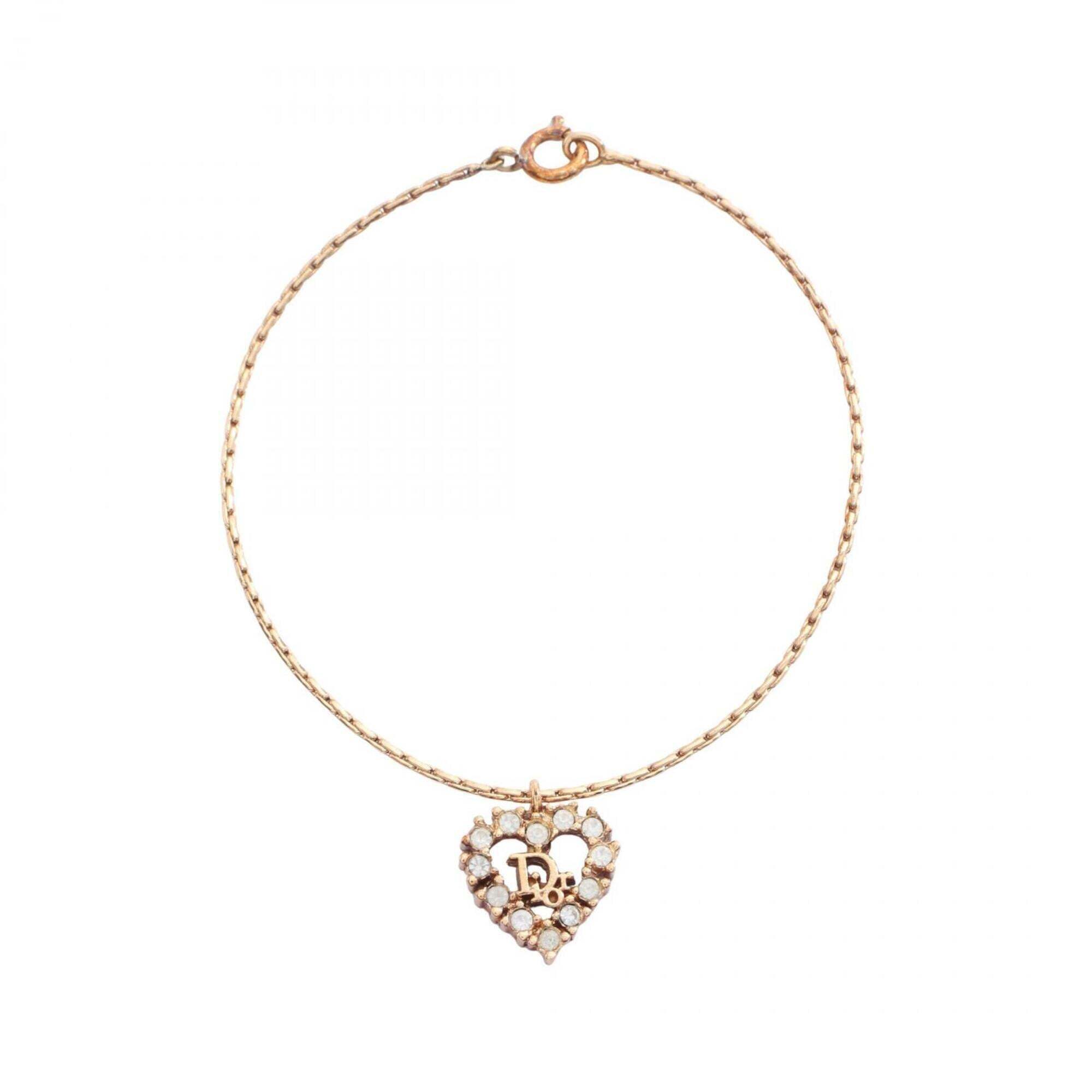 Christian Dior Dior Cd Logo Heart Bracelet, Gold Plated (Gp) With Rhinestones...